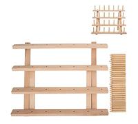 Wooden Wax Thread Holder 4 Rows, Beech Wood Thread Rack, Sturdy Leather Crafting Wax Sto Stand, Rack for Sewing Leather Hand Craft with 28 Sieves