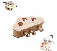 Wooden Whack a Mole Pet Game for Cat Dog,Interactive Puzzle Box，3-hole | Solid Wood Cat Pounce and Puzzle Toy,Hide and Seek Toy Game 3/5/8-Holed Play Box with Paw-Handle,for Boredom Relief Exercise