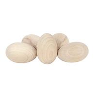 Wooden World - 5 x œufs en Bois Solide Decoupage Uni Propre Craft Décorer en Bois de hêtre 60 x 40 mm - La Taille du Poulet Œuf de Pâques