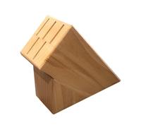 Wooden World - Bloc à couteaux de cuisine en bois pour 5 lames - Support à couteaux organisateur écologique naturel - brillant