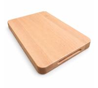 Wooden World - Bloc de découpe en bois de hêtre huilé planche à découper épaisse avec poignées latérales intégrées bords arrondis billot de cuisine pour découpe et préparation - 30 x 20 x 4 cm