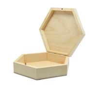 Wooden World - Boîte de rangement hexagonale en bois avec fermeture - PETIT