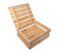 Wooden World - Caisse en bois - Boîte de rangement en bois de pin non peinte avec couvercle 30 x 35 x 15 cm
