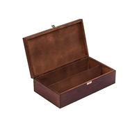 Wooden World - Coffret élégant en bois à deux compartiments pour le vin et les cadeaux en marron foncé