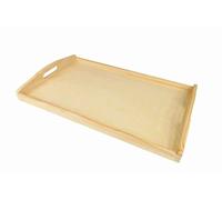 Wooden World Grand plateau de service en bois naturel laqué avec poignées 40 x 30 x 5,5 cm