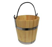 Wooden World - Grand Seau en Bois avec Anneau et Anse en métal 6 litres - Style Ancien très Solide - Seau de Sauna
