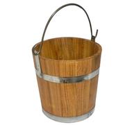 Wooden World Grand Seau en Bois avec Anneaux en métal et poignée 12l - Bois de chêne Massif
