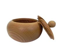 Wooden World - Grand Sucrier en bois avec couvercle Ø 14 cm + petite cuillère en bois