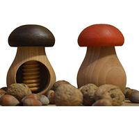 Wooden World Lot de 2 Casse-Noisettes Marron et Rouge en Bois de hêtre Naturel - Champignon très Solide