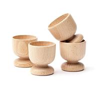 Wooden World Lot de 4 coquetiers en bois de hêtre naturel - Accessoires de Pâques