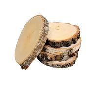Wooden World - Lot Éco de 5 Rondins de Bois Naturels 20-24 cm - Ponçage Double Face, Avec Écorce - Idéal pour la Décoration, le DIY et l’Artisanat