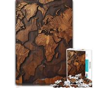 Wooden World Map Art Puzzle Adulte 1000pcs (38x26cm) Idée Cadeau | Un cadeau puzzle de saison pour les moments en famille, pour les loisirs en intérieur.