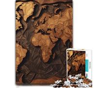 Wooden World Map Art Puzzle Adulte 1000pcs (52x38cm) | Choisissez un défi puzzle de début d’année pour les w nds d’hiver, pour un moment calme.