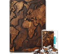 Wooden World Map Art Puzzle en Bois | Puzzle pour passionné: indices de couleur et de forme pour organiser le montage à son propre rythme.