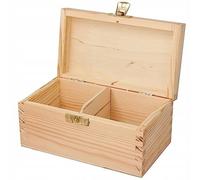 Wooden World Organisateur de boîtes à thé en bois pour 2 types de saveurs de thé avec séparateurs - pyrogravure de découpage artisanal