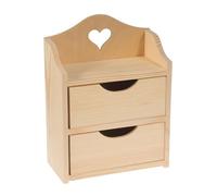 Wooden World - Petite boîte de rangement en bois avec 2 tiroirs et un design en forme de cœur