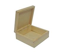 Wooden World - Petite boite en bois bois brut pour découpage pyrogravure et bricolage 10 x 10 x 5 cm