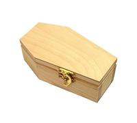 Wooden World - Petite Cercueil en Bois 15 cm - Décoration d’Halloween, Boîte à Friandises Gothique, Cercueil pour Découpage et Loisirs Créatifs, Mini-Cercueil pour Bijoux ou Petit Animal