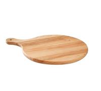 Wooden World - Planche à Pizza Ronde avec Poignée Plaque Circulaire en Bois Planche à Découper Servant de Pizza en Bois Massif - 35 cm - 14 Pouces