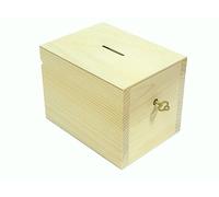 Wooden World - Tirelire en Bois avec clé pour découpage et pyrogravure