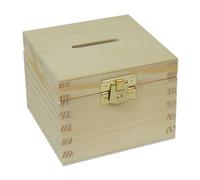 Wooden World - Tirelire en Bois Tirelire idéale pour Le découpage et la pyrogravure Ouverture Facile 10 x 10 x 7,5 cm