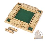 WOODENFUN 2-4 joueurs Shut The Box Jeu de société avec 8 dés Jeu de bois Jeu de plateau pour soirées entre amis Jeu de dés Jeux de mathématiques pour enfants et adultes