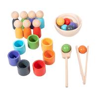 WOODENFUN 7 couleurs arc-en-ciel balles et tasse Montessori enfants jouet en bois classification des couleurs poupée jouet 3 ans +