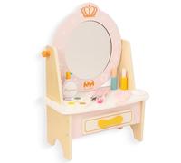 WOODENFUN Coiffeuse rose en bois avec tiroirs et miroir à 360 °, 11 accessoires de beauté et de maquillage pour filles