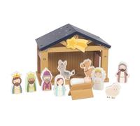 WoodenFun Crèche de l'Avent pour enfants - Naissance de Jésus dans une paille - Jouet en bois - Crèche de Noël avec Jésus, Marie, Joseph et animaux - Idée cadeau pour enfants