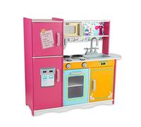 WOODENFUN Cuisine aire de jeux pour enfants âgés de 3 à 8 ans, en bois, cuisine pour tout-petits, y compris téléphone, machine à glace, réfrigérateur
