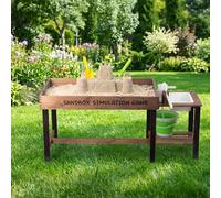 WOODENFUN Cuisine de boue pour enfants, bac à sable d'extérieur avec accessoires décoratifs en bois, évier, seau, pelles à sable, fourchettes, bac à sable pour jardin, jouets de plage, table de jeux