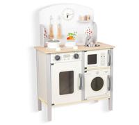 WOODENFUN Cuisine de jeu, pour enfants de 3 à 8 ans, en bois, jeu de cuisine pour les tout-petits, cadeaux pour garçons et filles (blanc)