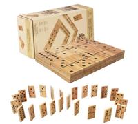 WOODENFUN Lot de 28 grands dominos pour enfants et adultes - Jouet Montessori en bois - 15 x 7,5 cm