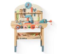 WoodenFun Table à outils en bois pour enfants - Mallette à outils pour enfants à partir de 2, 3, 4 ans - Montessori - Cadeau - Jeux éducatifs - Mallette à outils pour enfants (couleur bois)