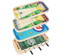 WOODENFUN Table de jeu multifonction 4 en 1 pour bowling, football, curling, hockey de table d'intérieur et d'extérieur pour adultes et enfants, fête de table, hockey, table de jeu multijoueur