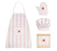 WOODENFUN Tablier pour enfant avec toque de cuisinier - Ensemble de chef pour enfants - Tablier de cuisine avec poches, chapeau de cuisine, bande élastique, gants de cuisine motif étoilé, jeu de rôle