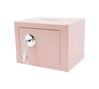 WooDerson Coffre-fort coffre-fort pour armoires avec fente d'insertion - Petite boîte à clés avec 3 clés - Construction en acier de haute sécurité pour objets de valeur - 23 x 17 x 17 cm - Rose
