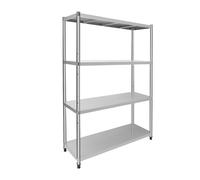 WooDerson Étagère à 4 niveaux pour charges lourdes en acier inoxydable 201 | Étagère encastrable en acier inoxydable - 120 x 40 x 150 cm - Pour entrepôts, garages, cuisines et magasins, robuste, durable