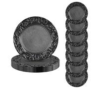 WooDerson Lot de 24 assiettes plates, style rétro, réutilisables, 33 cm, pour mariages, anniversaires, vacances et fêtes (noir)