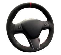 WOODEY Housse de Volant de Voiture de Marque Rouge à Coudre à la Main en Daim, pour Tesla Model 3 Y 2017 2018 2019 2020 2021 2022 2023