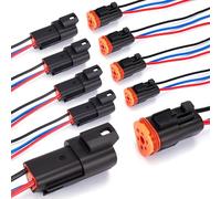 WOODGUILIN 3 Pin allemand DT Connecteur 3 voies étanche DT Automotive Connecteur électrique mâle et femelle Connecteur 16 AWG Câble filaire pour voitures,camions, bateaux, LED.5Pairs(DT 3P Black)