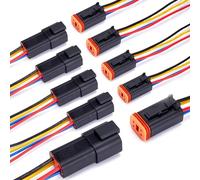 WOODGUILIN 4 Pin Deutsch DT Stecker 4 Weg Wasserdicht DT Automotive Connecteur électrique mâle femelle Connecteur 16 AWG Câble filaire pour voitures,camions,bateaux,LED. 5 paires (DT 4P Black)