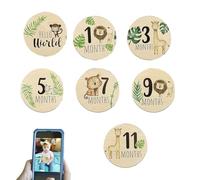 Woodiers Avec Un Jalon De Bébé Mensuel - Baby Monthly Stalstone, Photos For Photos | Affiche Publicitaire Imprimée Pour Bébé À Double Face, 7 Pièces Pour Filles, Garçons, Garçons, Jeunes Enfantss