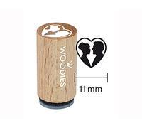 Woodies Mini Tampon Jeunes mariés avec Coeur, Bois, Bois, 1,5 x 1,5 x 3 cm