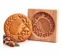 Woodland Animal Cookie Mold, Wooden Stamp with 3D Embossed Design (Hedgehog)