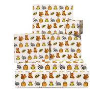 Woodland Animal Papier Cadeau - 6 Feuilles Papier Cadeau For Enfants Garçons Filles Amis - Anniversaire Noël Party - Squirrel Frog Badger Hedgehog Cartoon Print - Comes With Tags By Central 23