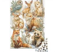 Woodland Animal Watercolor Set Puzzles 1000 Pièces Cadeau Unique Jeu Éducatif Challenge Toy À De Qualité Supérieure Peinture Art pour Adultes Enfants 70x50cm/1000pcs