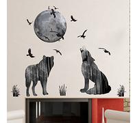 Woodland Arts Stickers muraux pour chambre d'enfant Motif loups de lune 33 x 28 cm