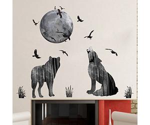 Woodland Arts Stickers muraux pour chambre d'enfant Motif loups de lune 33 x 28 cm