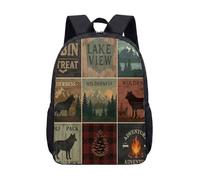 Woodland Bear Sac à dos avec imprimé hache d'érable pour enfants, adolescents, école, 43,2 cm, vintage, forêt, nature, sac à dos d'étudiant, sac à dos de bienvenue rustique, 03, L, Minimaliste